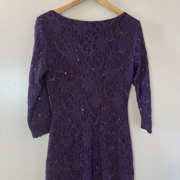 Lauren Ralph Lauren Purple Sequin Dress Knee Length Cocktail Wedding Ruc… - Picture 8 of 9